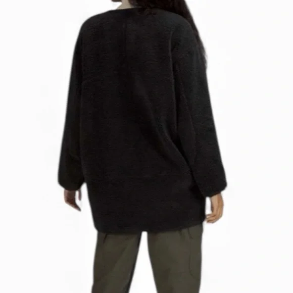 Lululemon Collarless Textured Fleece Full Zipjacket in black,Size 4 - Picture 6 of 11